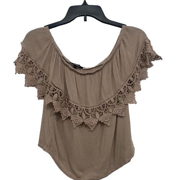 Ambiance Tops - Ambiance Tan Off The Shoulder Top
